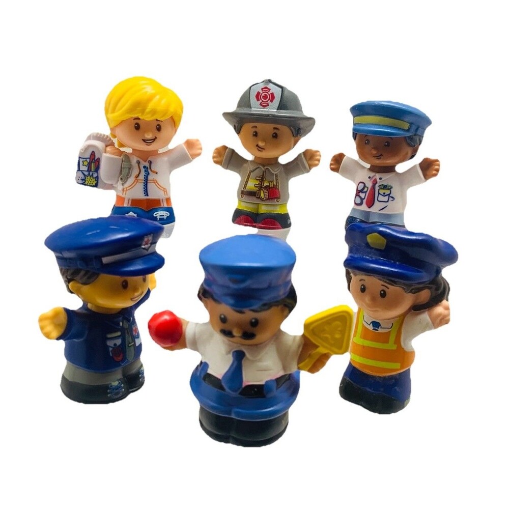 Fisher Price Little People Lot of 6 Figures Policeman & Woman Fireman Doctor